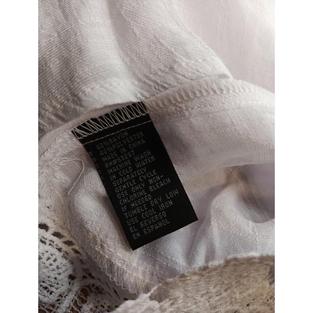Unique Spectrum Womens Plus 3X Top Off Shoulder Smocked Sheer Peasant Lace NWT - Picture 10 of 10